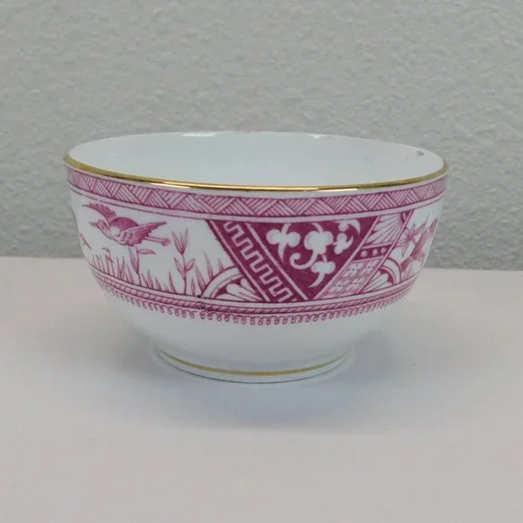 Meigh Forester Congo Fine China White Pink Gold Trim Round Bowl 4 1/8" Antique - Picture 3 of 9